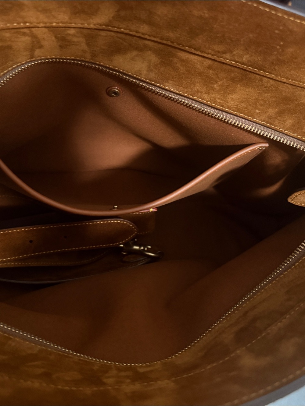 Coach Soft Empire Carryall 40 in Suede Chestnut Brown - Picture 5 of 11